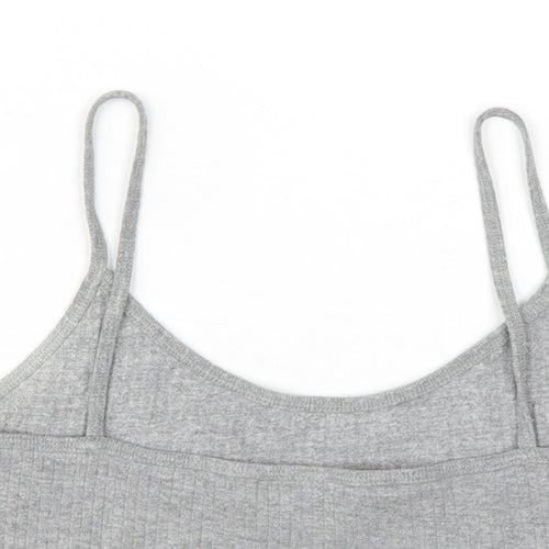 Topshop Womens Grey Cotton Camisole T-Shirt Size 12 Scoop Neck