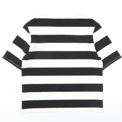 Pimkie Womens Black Striped Polyester Basic T-Shirt Size M Round Neck - Fruit