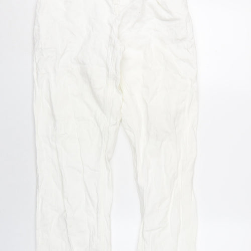 Topshop Womens White Cotton Straight Jeans Size 4 L30 in Regular Zip