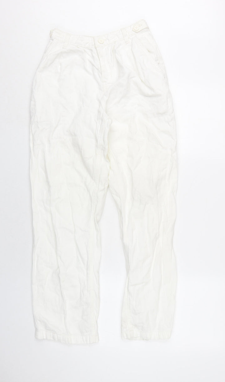 Topshop Womens White Cotton Straight Jeans Size 4 L30 in Regular Zip