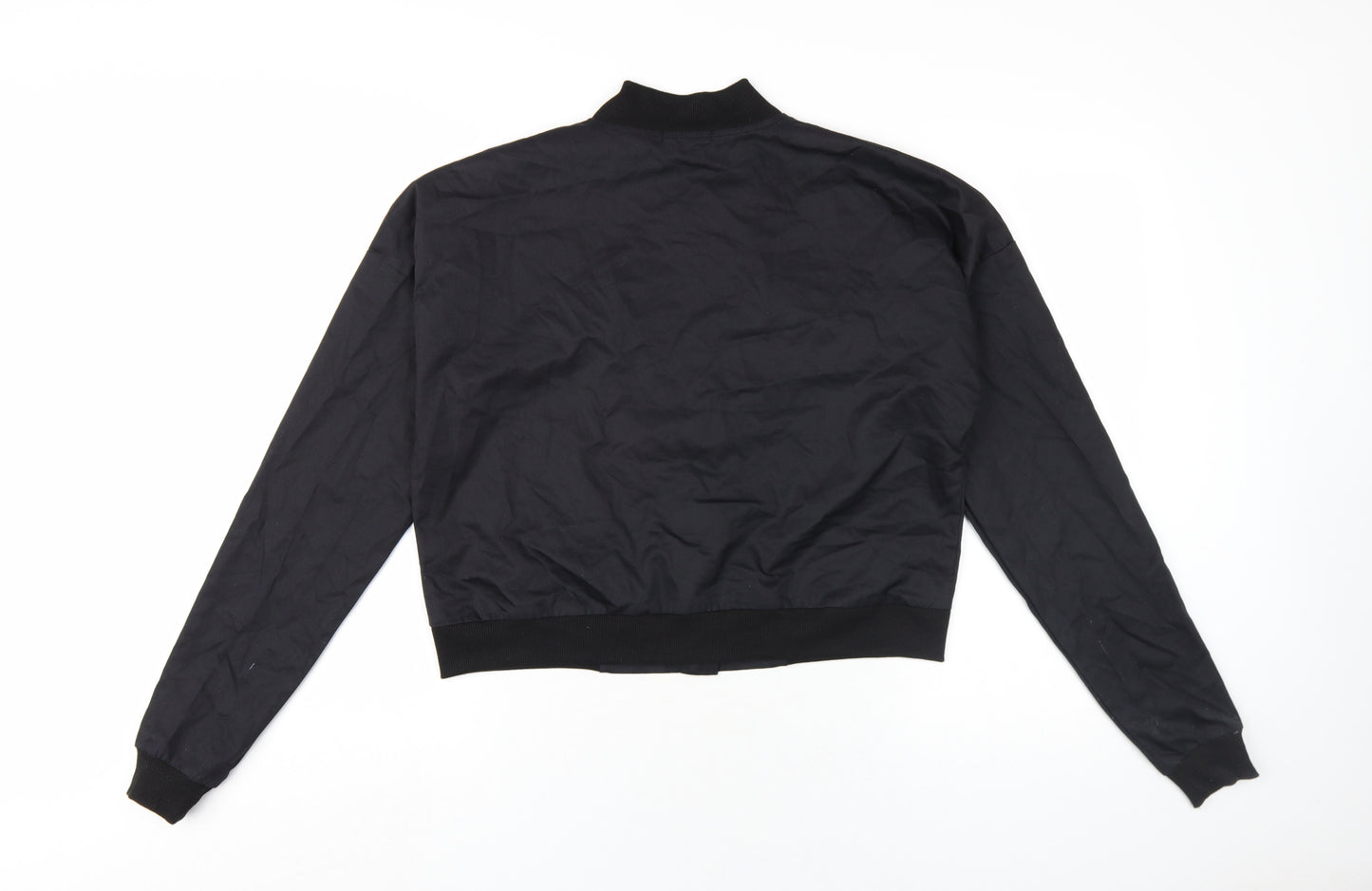 Boohoo Womens Black Bomber Jacket Jacket Size 10 Zip