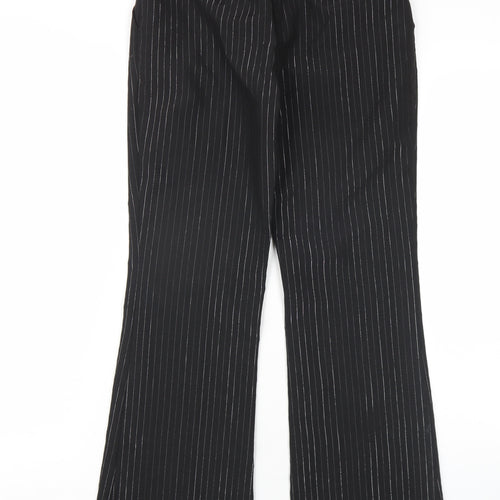 BHS Girls Black Striped Polyester Dress Pants Trousers Size 12 Years L29 in Regular Zip