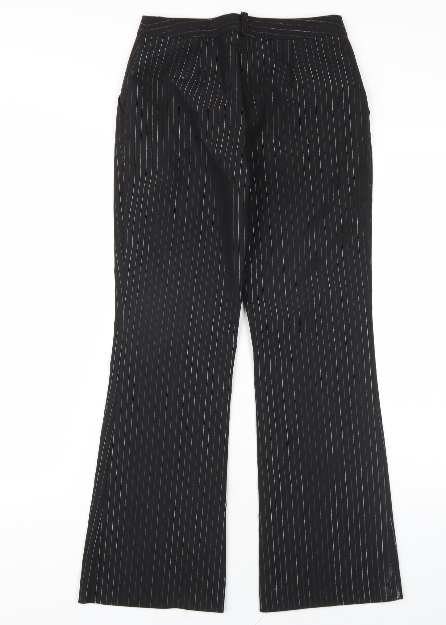 BHS Girls Black Striped Polyester Dress Pants Trousers Size 12 Years L29 in Regular Zip