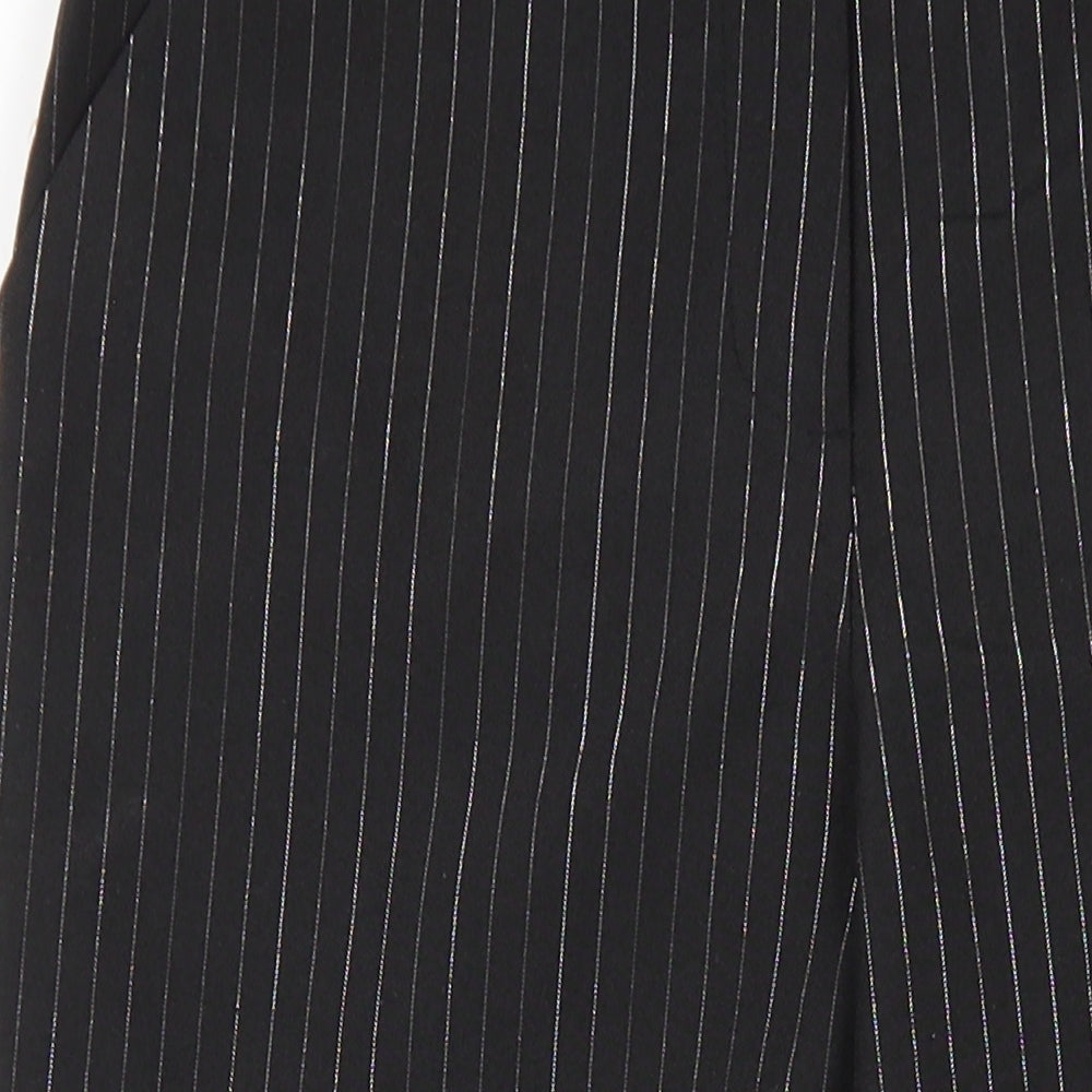 BHS Girls Black Striped Polyester Dress Pants Trousers Size 12 Years L29 in Regular Zip