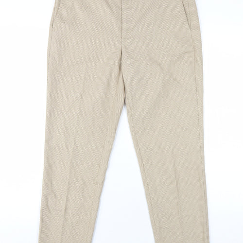 Zara Womens Beige Polyester Trousers Size 10 L28 in Regular Zip