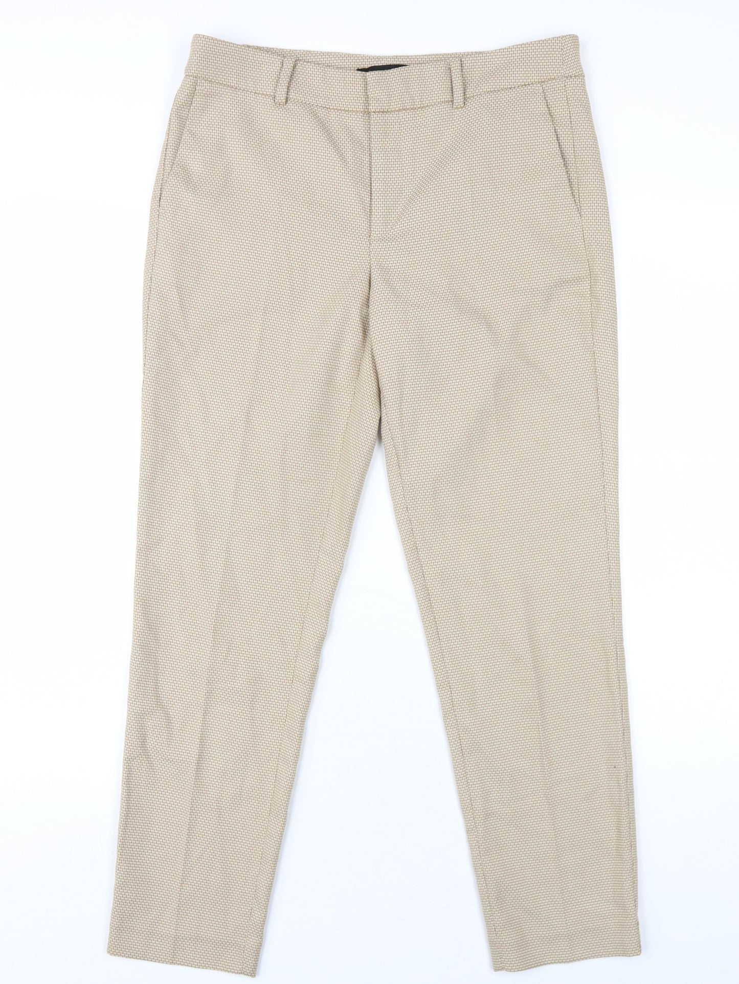 Zara Womens Beige Polyester Trousers Size 10 L28 in Regular Zip