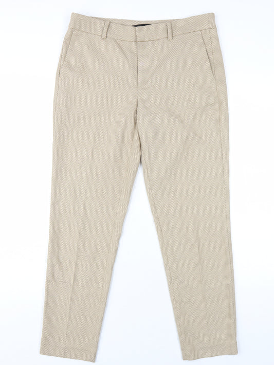 Zara Womens Beige Polyester Trousers Size 10 L28 in Regular Zip