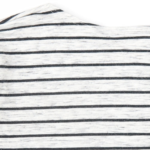 H&M Womens Grey Striped Viscose Basic T-Shirt Size S Round Neck