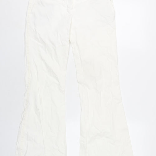 Topshop Womens White Cotton Trousers Size 10 L31 in Regular Zip