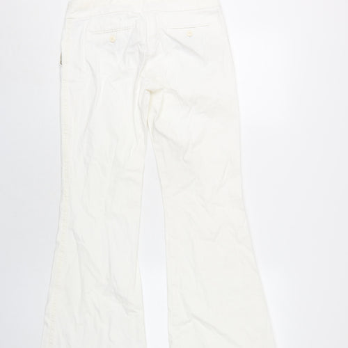 Topshop Womens White Cotton Trousers Size 10 L31 in Regular Zip