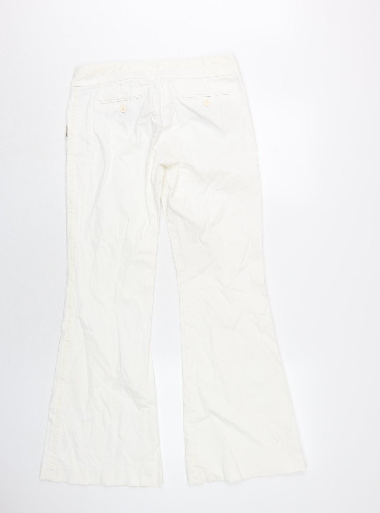 Topshop Womens White Cotton Trousers Size 10 L31 in Regular Zip