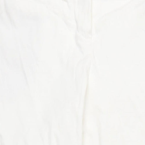 Topshop Womens White Cotton Trousers Size 10 L31 in Regular Zip