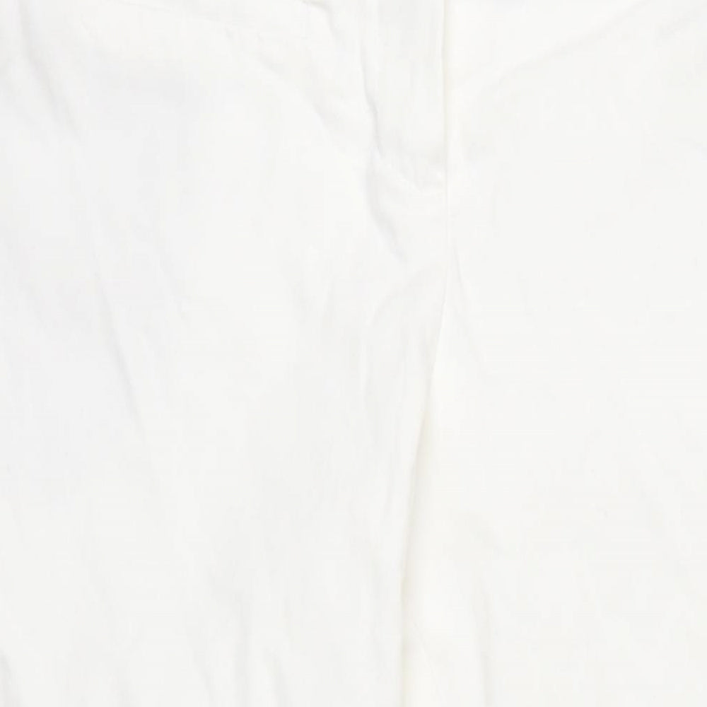 Topshop Womens White Cotton Trousers Size 10 L31 in Regular Zip