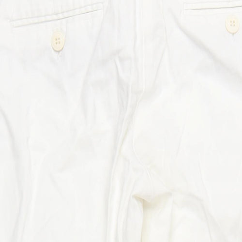 Topshop Womens White Cotton Trousers Size 10 L31 in Regular Zip