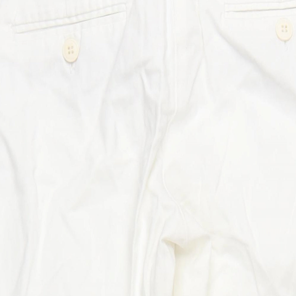 Topshop Womens White Cotton Trousers Size 10 L31 in Regular Zip