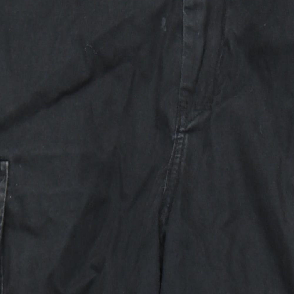 H&M Mens Black Cotton Cargo Trousers Size 36 in L30 in Regular Zip