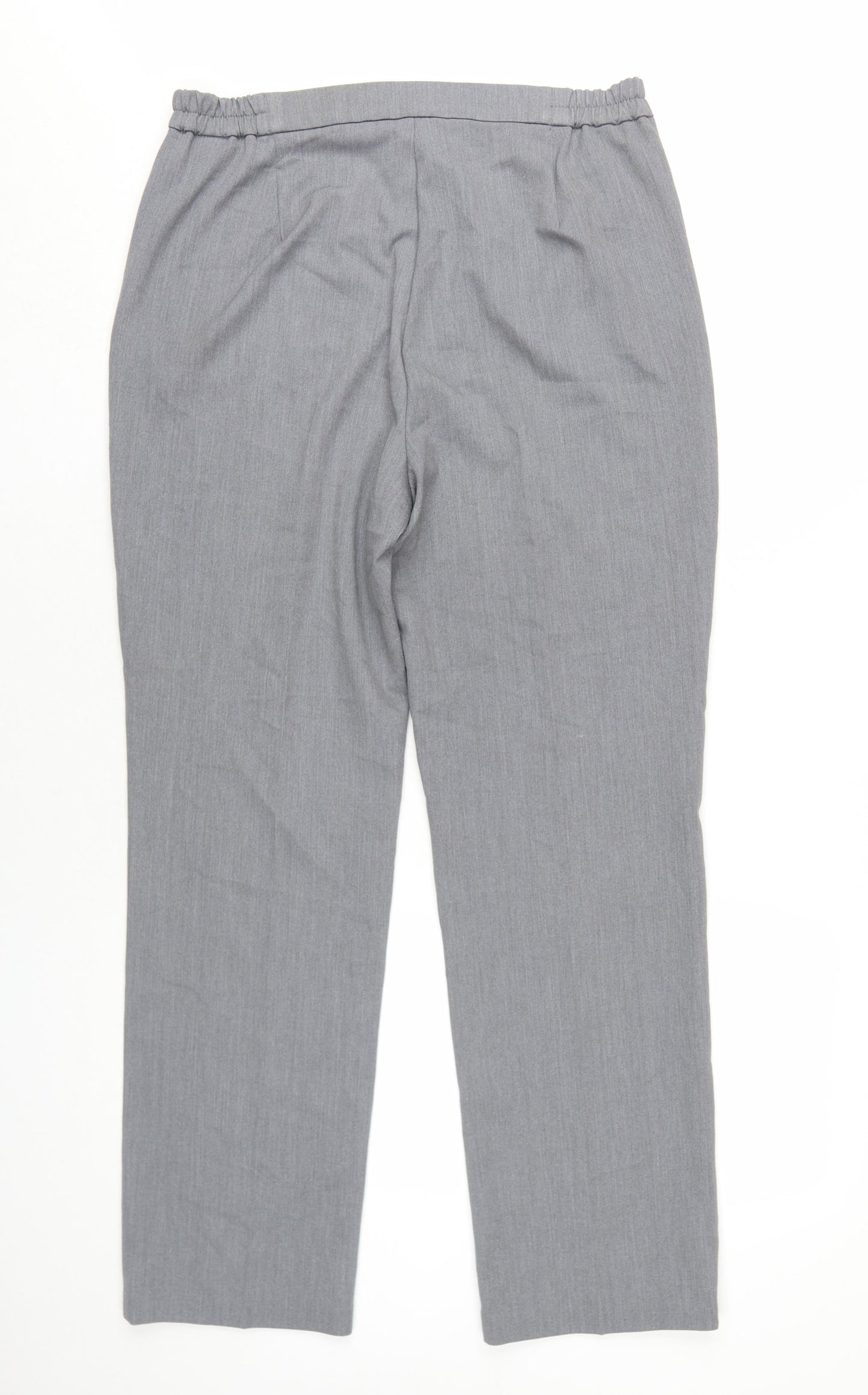 Marks and Spencer Womens Grey Polyester Trousers Size 12 L30 in Slim Zip