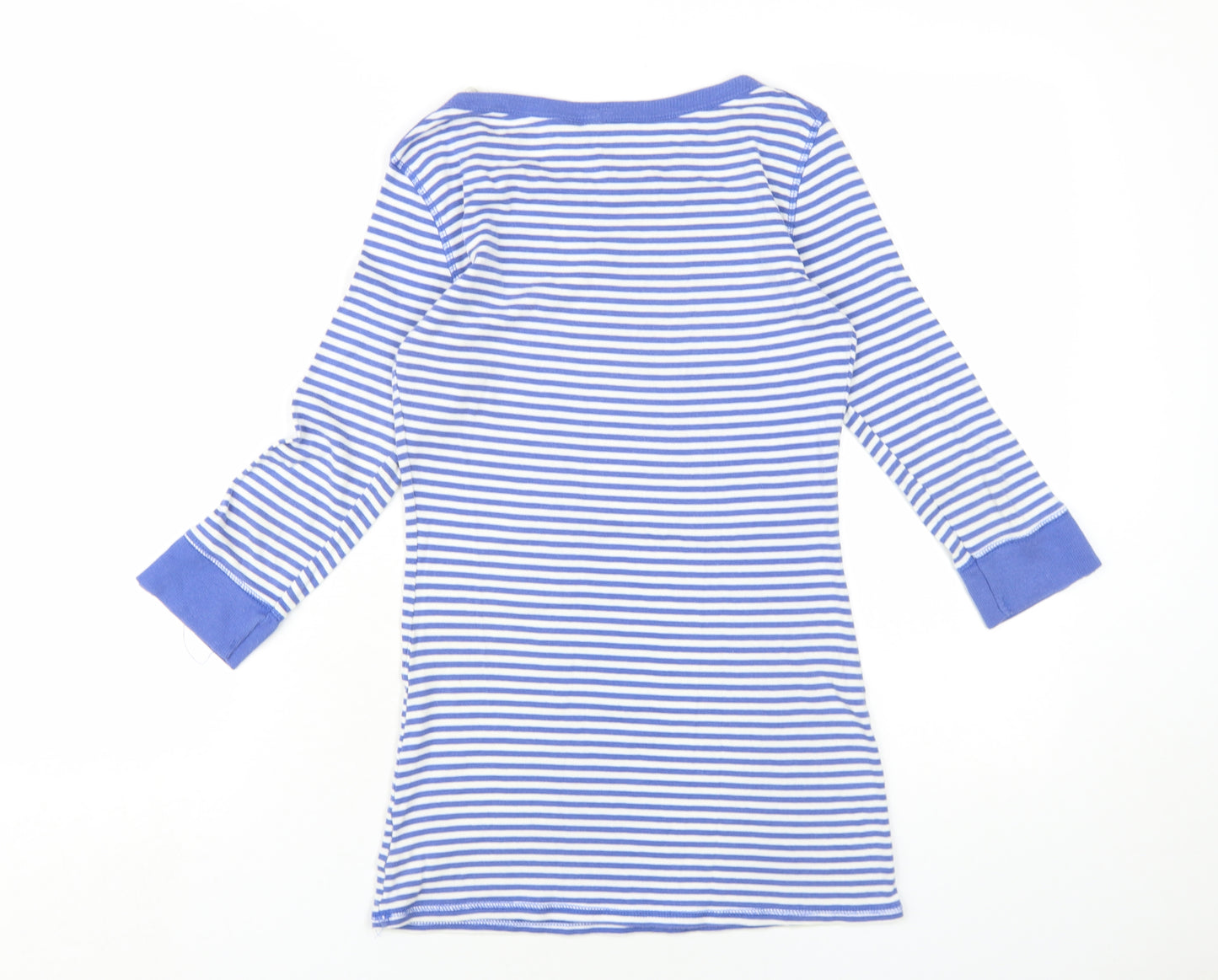 NEXT Womens Blue Striped Cotton Basic T-Shirt Size 10 Round Neck