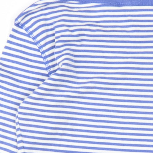 NEXT Womens Blue Striped Cotton Basic T-Shirt Size 10 Round Neck