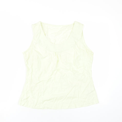 Marks and Spencer Womens Green Linen Basic Tank Size 12 Scoop Neck