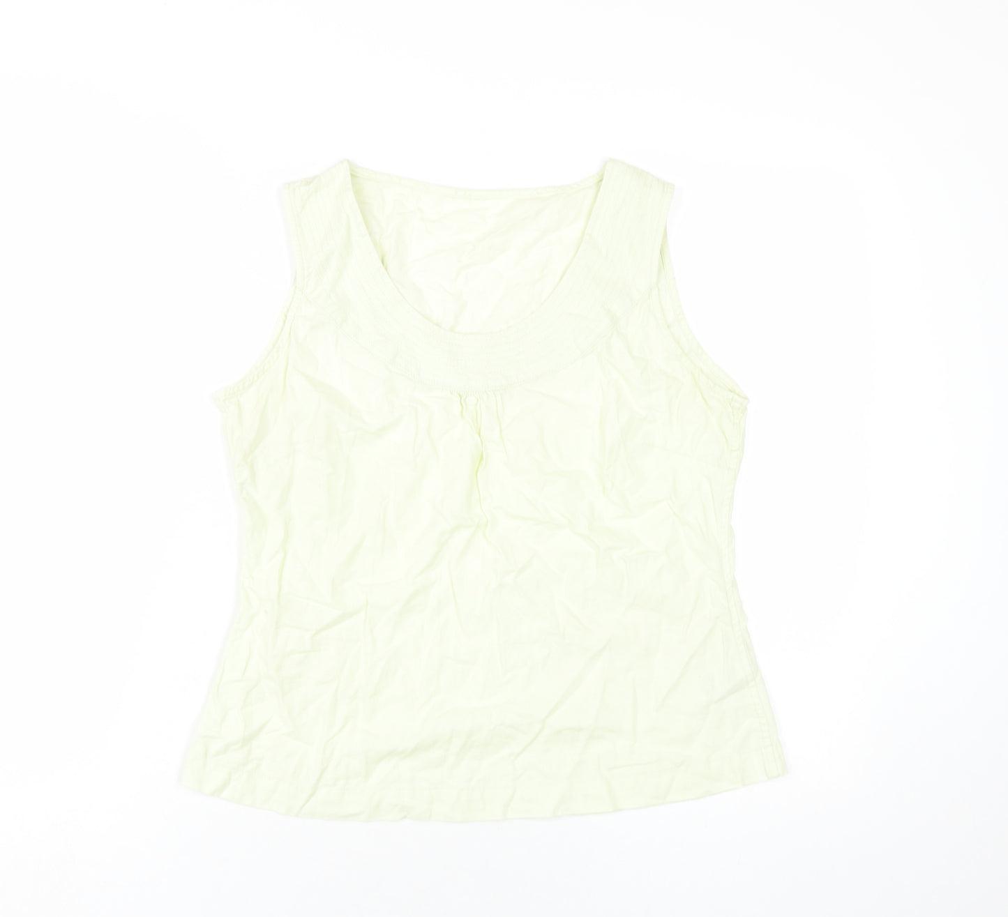 Marks and Spencer Womens Green Linen Basic Tank Size 12 Scoop Neck