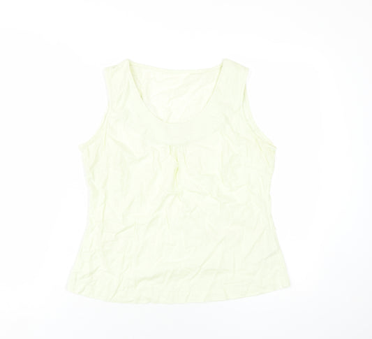 Marks and Spencer Womens Green Linen Basic Tank Size 12 Scoop Neck