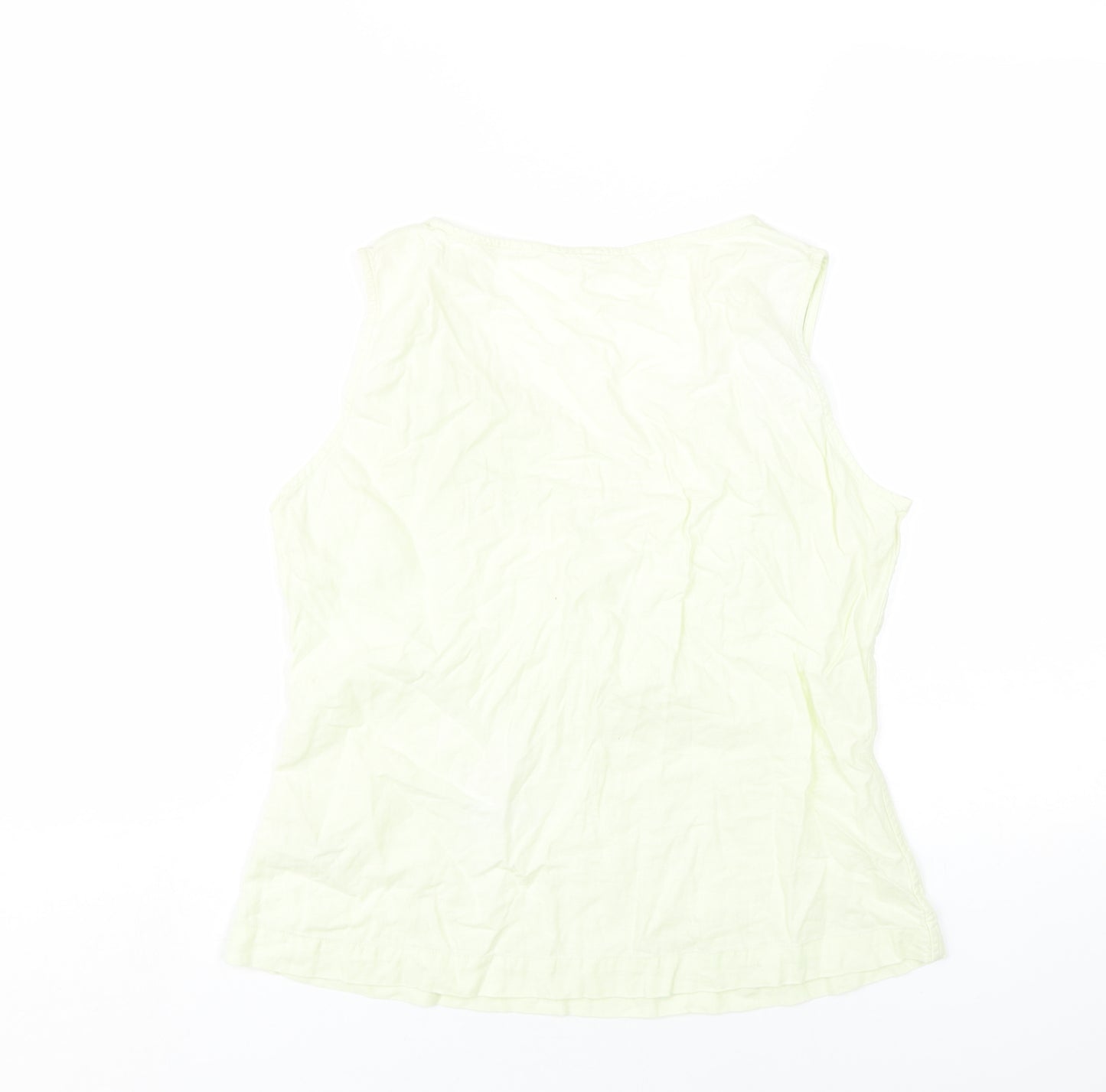 Marks and Spencer Womens Green Linen Basic Tank Size 12 Scoop Neck