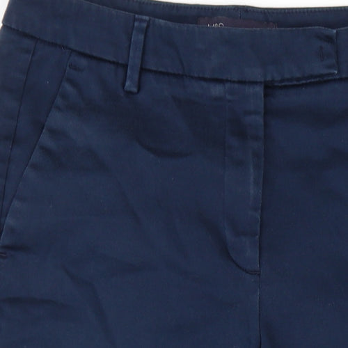 Marks and Spencer Womens Blue Cotton Capri Trousers Size 10 L24 in Regular Zip