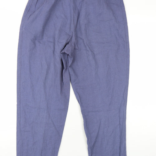 Marks and Spencer Womens Blue Cotton Trousers Size 12 L27 in Regular Zip