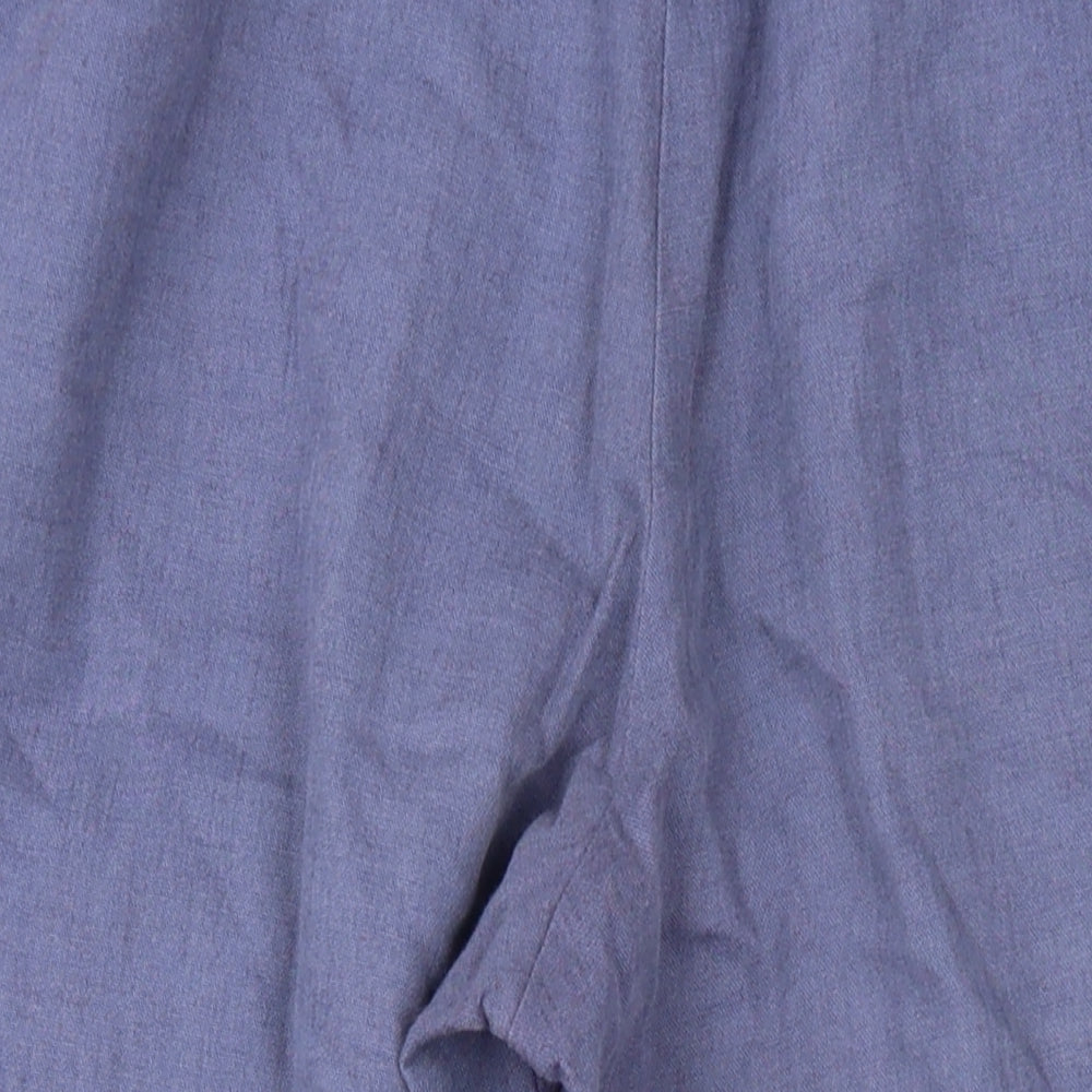 Marks and Spencer Womens Blue Cotton Trousers Size 12 L27 in Regular Zip