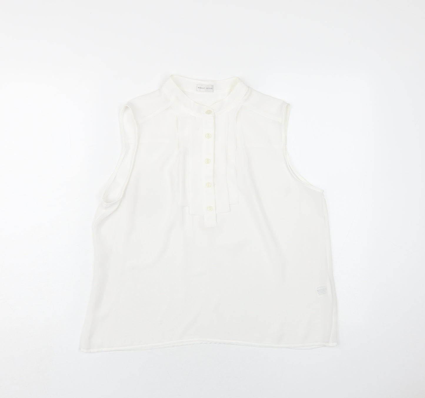 Minuet Womens White Polyester Basic Blouse Size 16 Round Neck