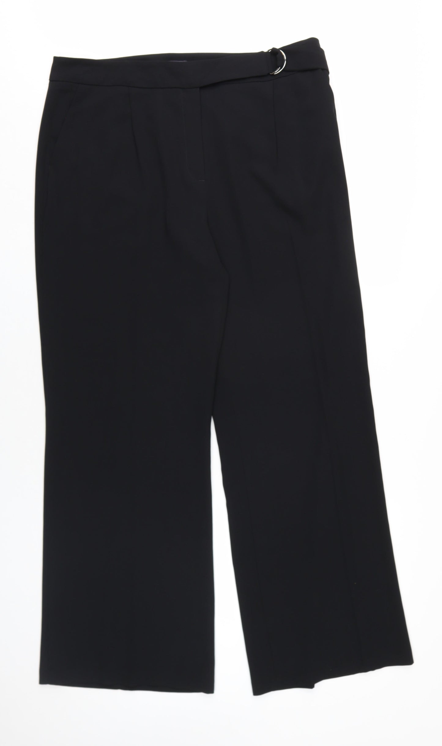 Marks and Spencer Womens Black Polyester Dress Pants Trousers Size 16 L32 in Regular Zip