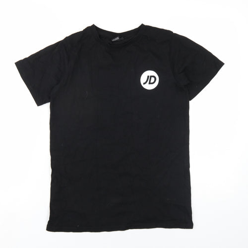 JD Girls Black Cotton Basic T-Shirt Size 8 Years Round Neck Pullover