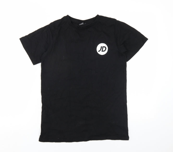 JD Girls Black Cotton Basic T-Shirt Size 8 Years Round Neck Pullover