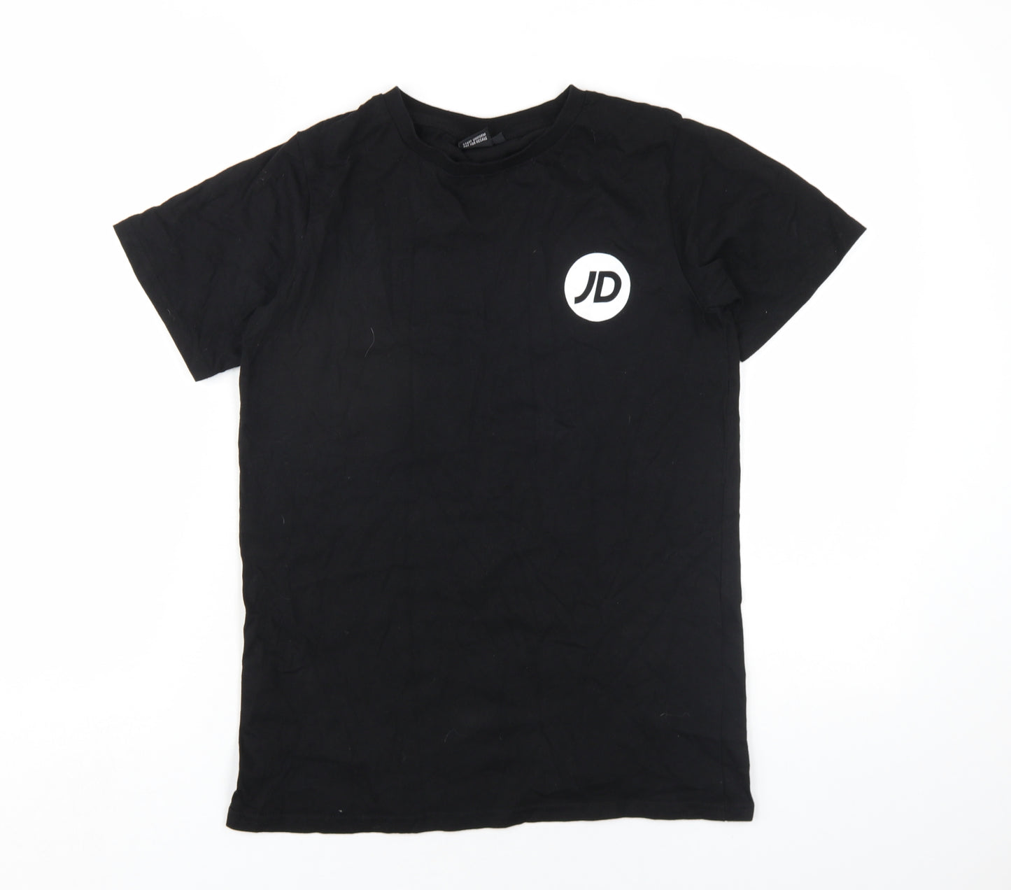 JD Girls Black Cotton Basic T-Shirt Size 8 Years Round Neck Pullover