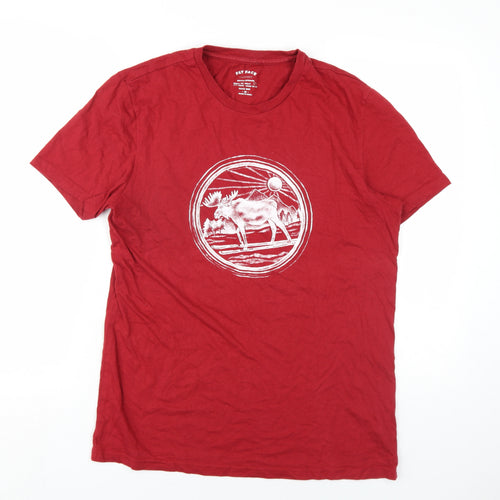 Fat Face Mens Red Cotton T-Shirt Size M Round Neck