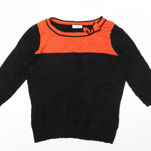 Wallis Womens Black Square Neck Polyester Pullover Jumper Size 16