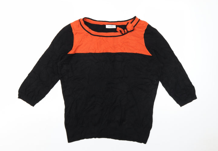 Wallis Womens Black Square Neck Polyester Pullover Jumper Size 16