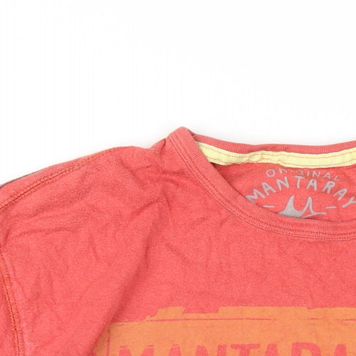 MANTARAY PRODUCTS Mens Red Cotton T-Shirt Size M Round Neck