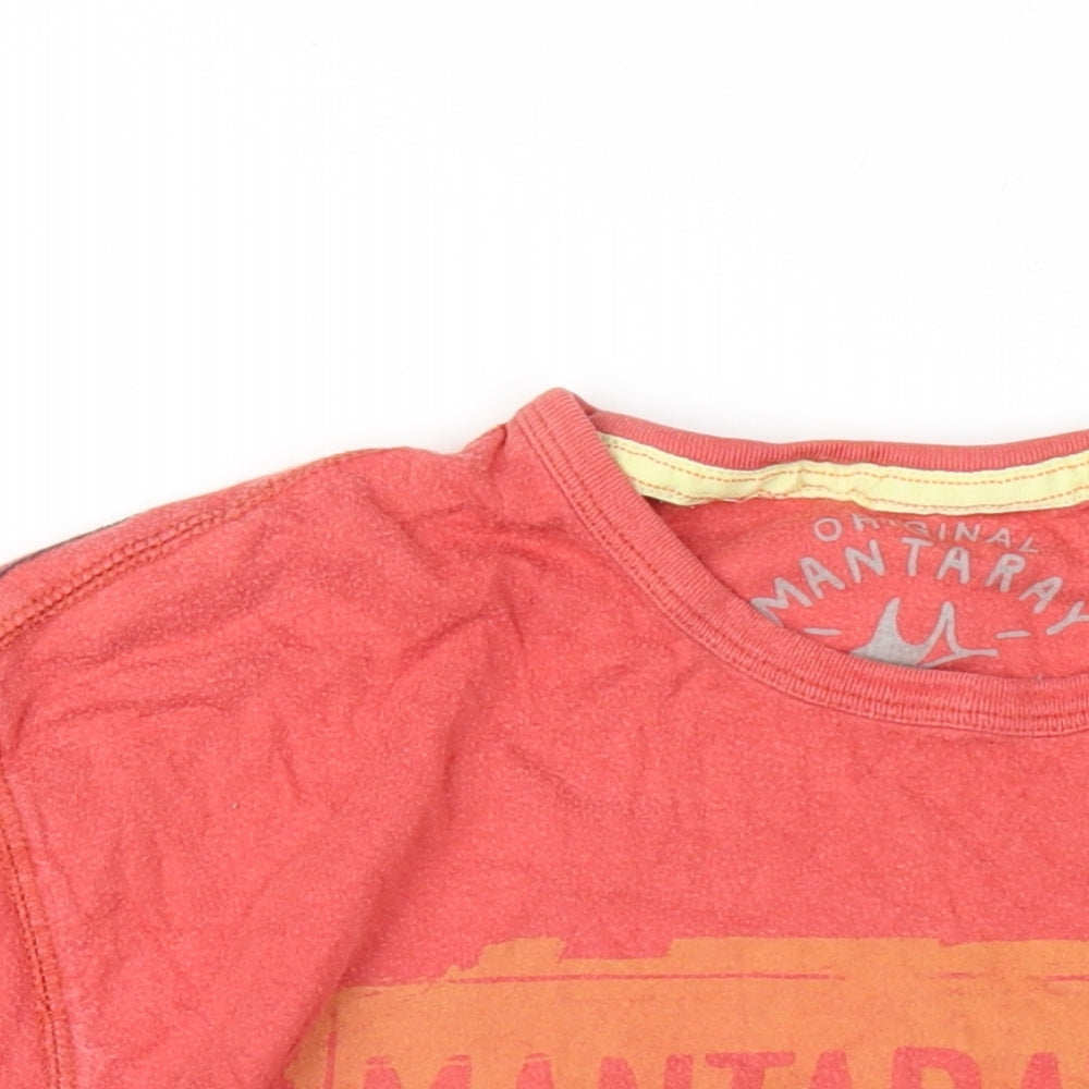 MANTARAY PRODUCTS Mens Red Cotton T-Shirt Size M Round Neck