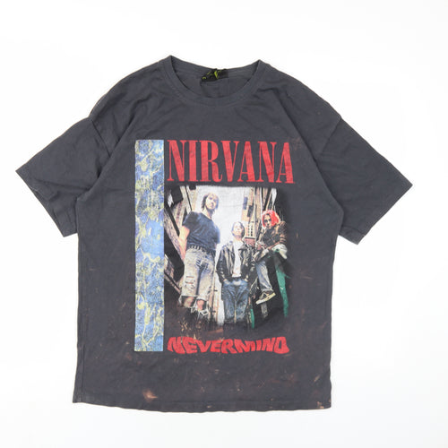 Nirvana Womens Grey Cotton Basic T-Shirt Size 6 Round Neck - Nirvana Nevermind