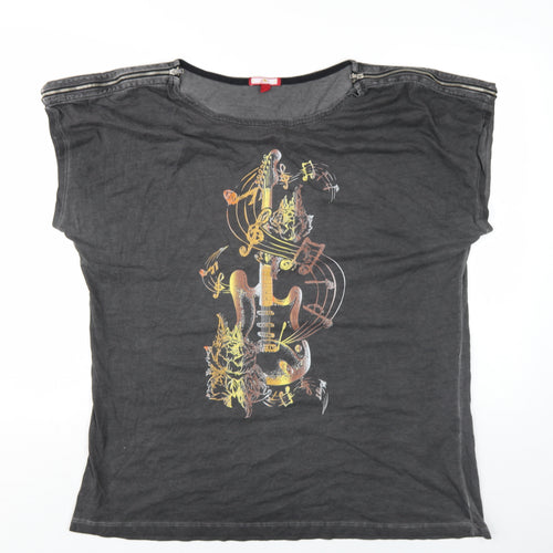 Joe Browns Womens Grey Cotton Basic T-Shirt Size 20 Round Neck