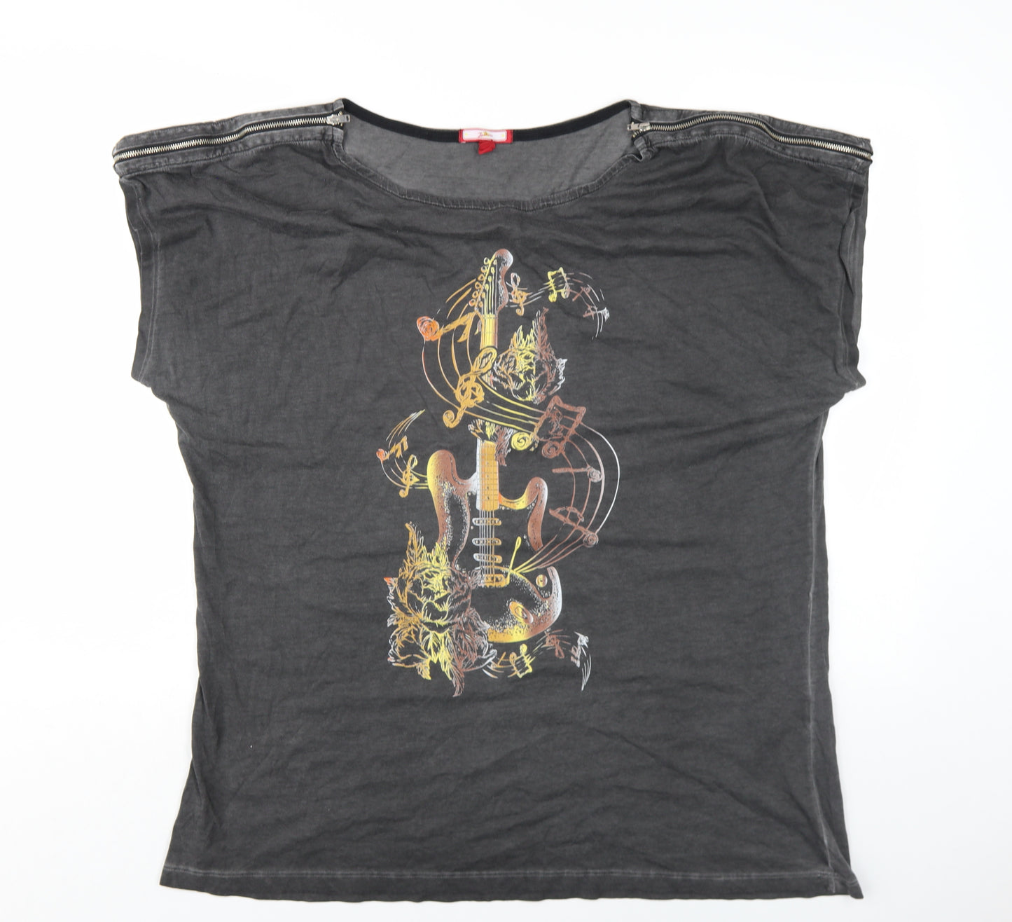 Joe Browns Womens Grey Cotton Basic T-Shirt Size 20 Round Neck