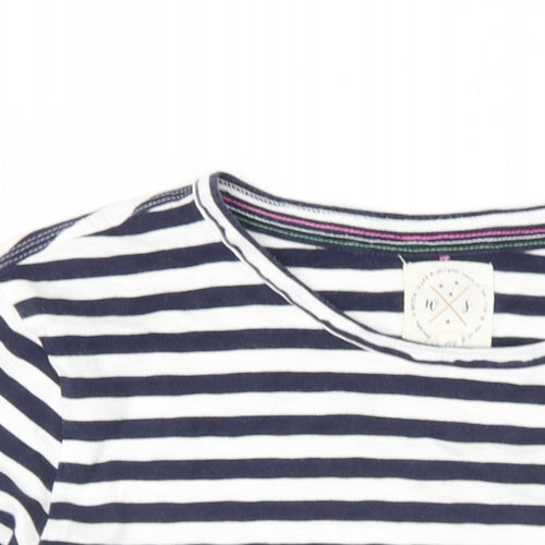 White Stuff Womens Blue Striped Cotton Basic T-Shirt Size 10 Round Neck