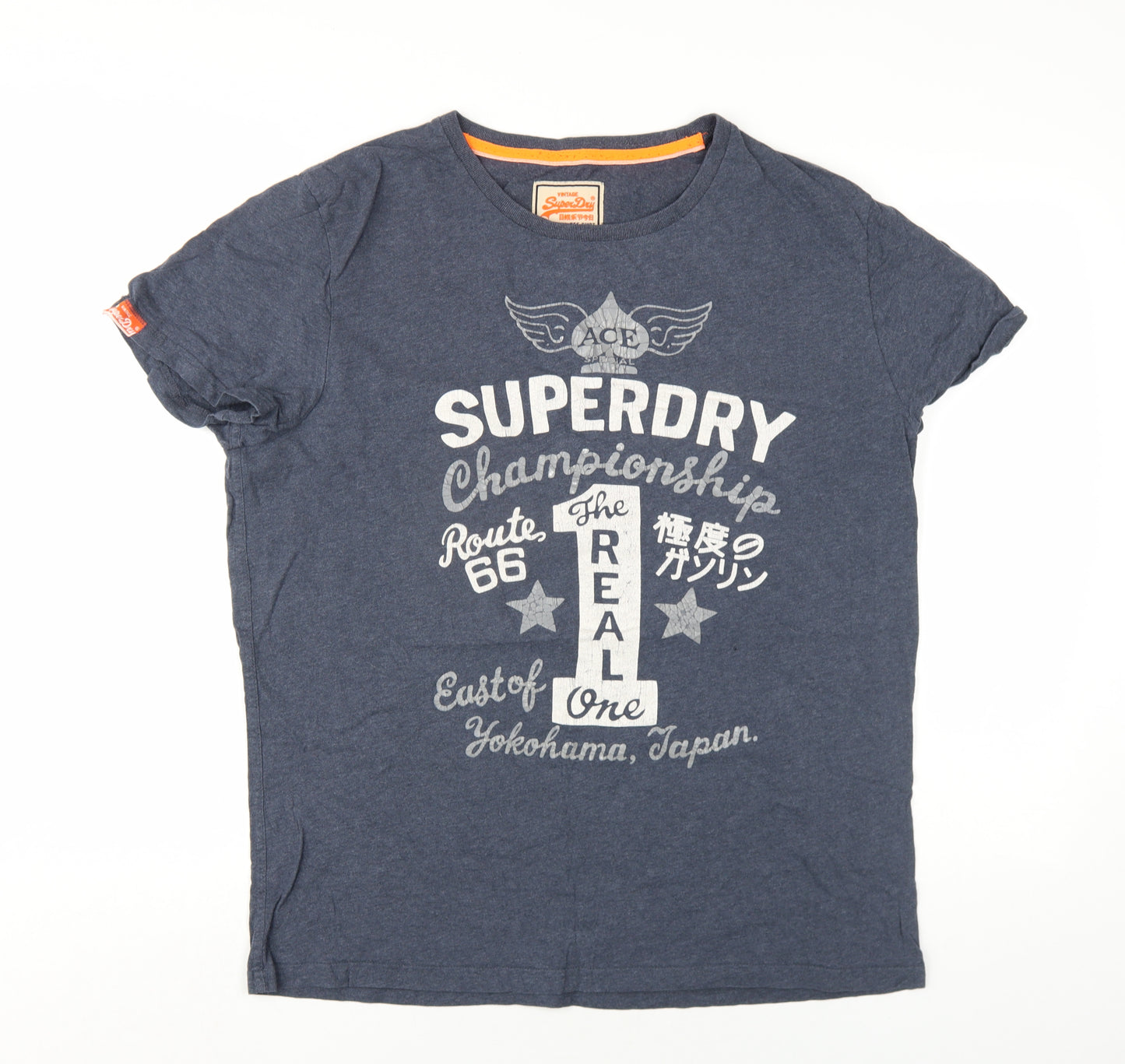 Superdry Mens Blue Cotton T-Shirt Size 2XL Round Neck