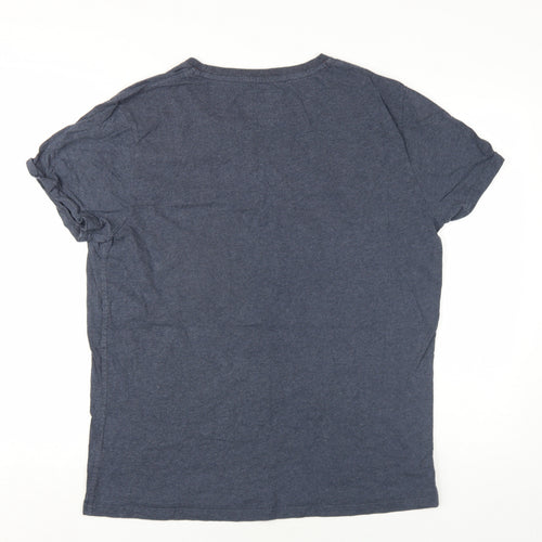 Superdry Mens Blue Cotton T-Shirt Size 2XL Round Neck