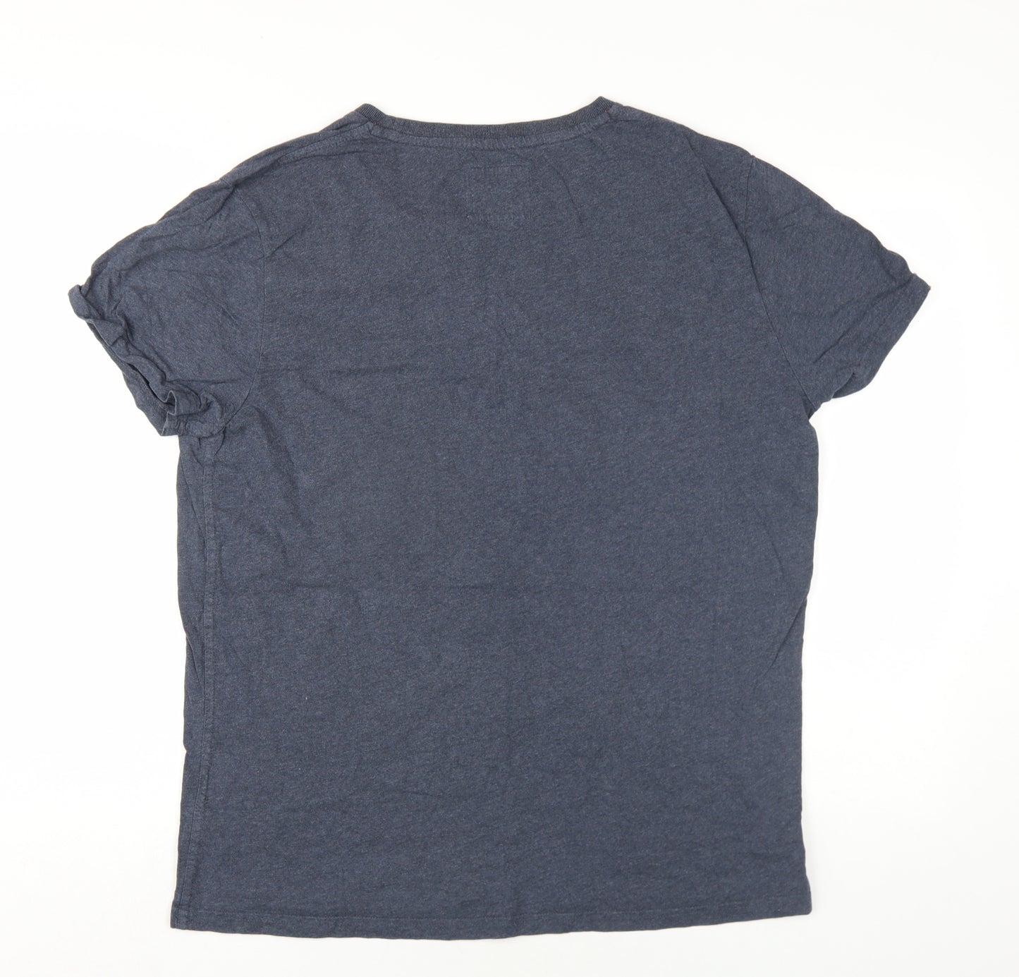 Superdry Mens Blue Cotton T-Shirt Size 2XL Round Neck