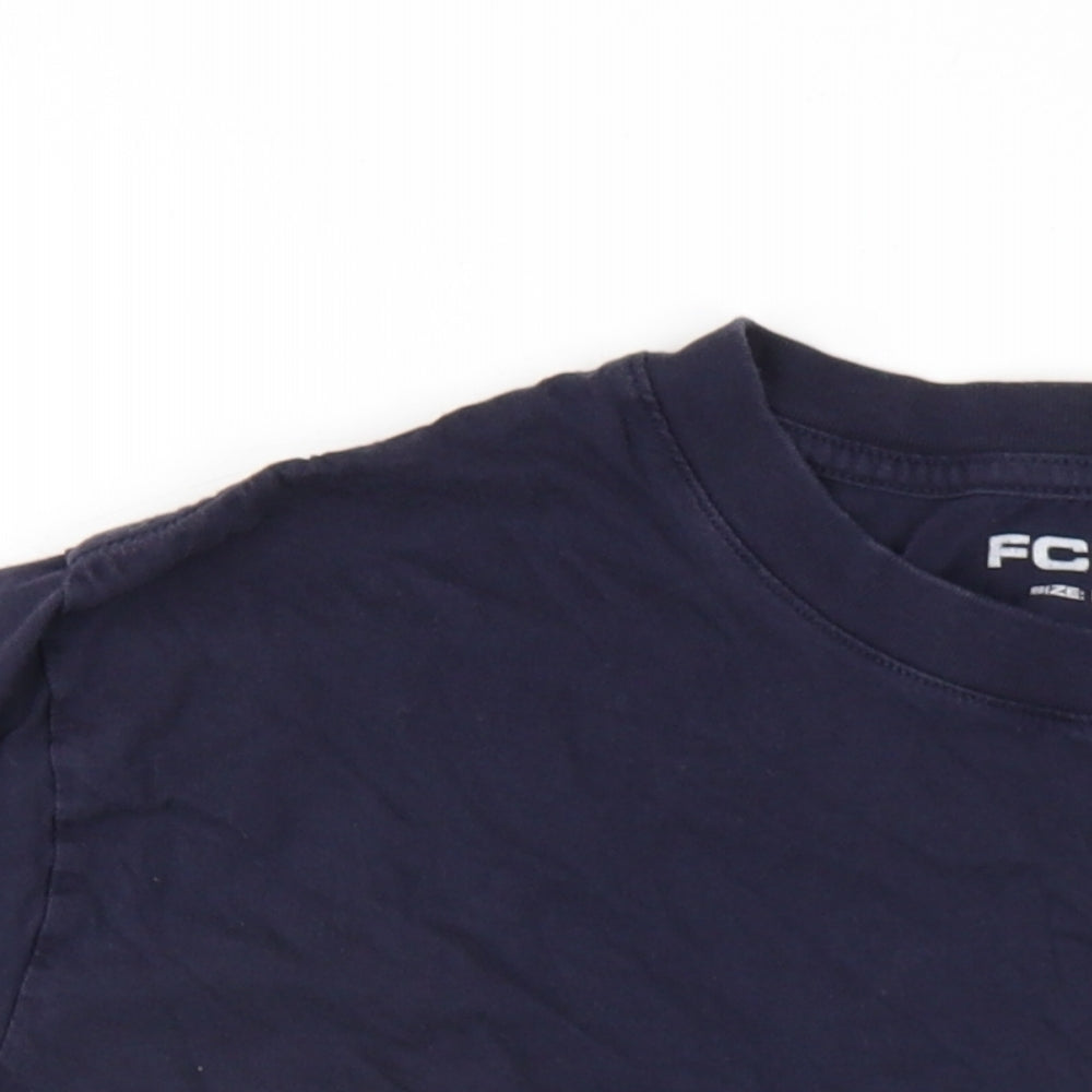 French Connection Womens Blue Cotton Basic T-Shirt Size L Round Neck