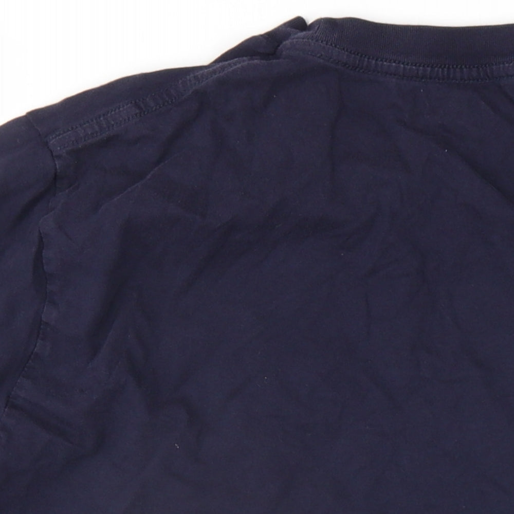 French Connection Womens Blue Cotton Basic T-Shirt Size L Round Neck