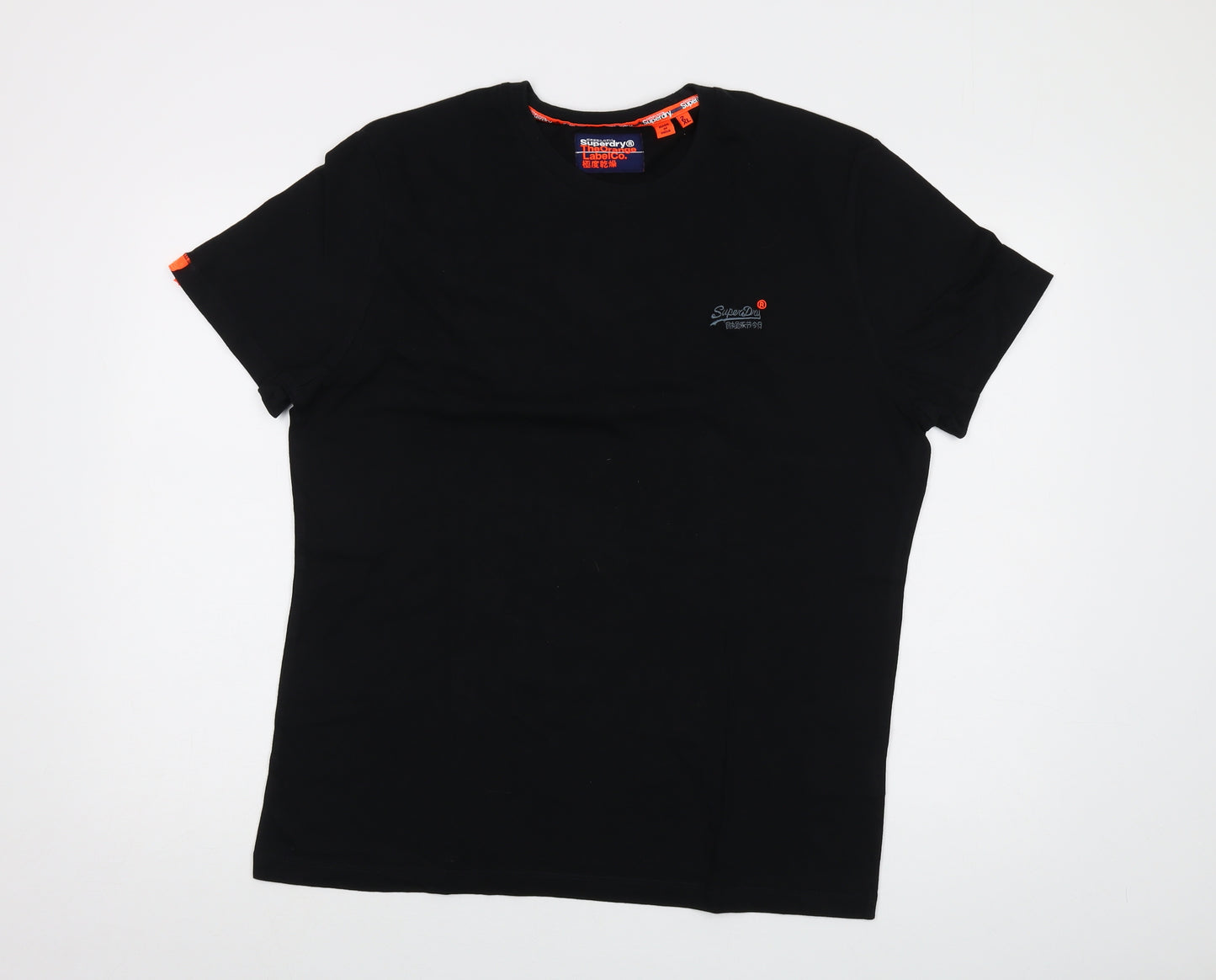 Superdry Mens Black Cotton T-Shirt Size 2XL Crew Neck